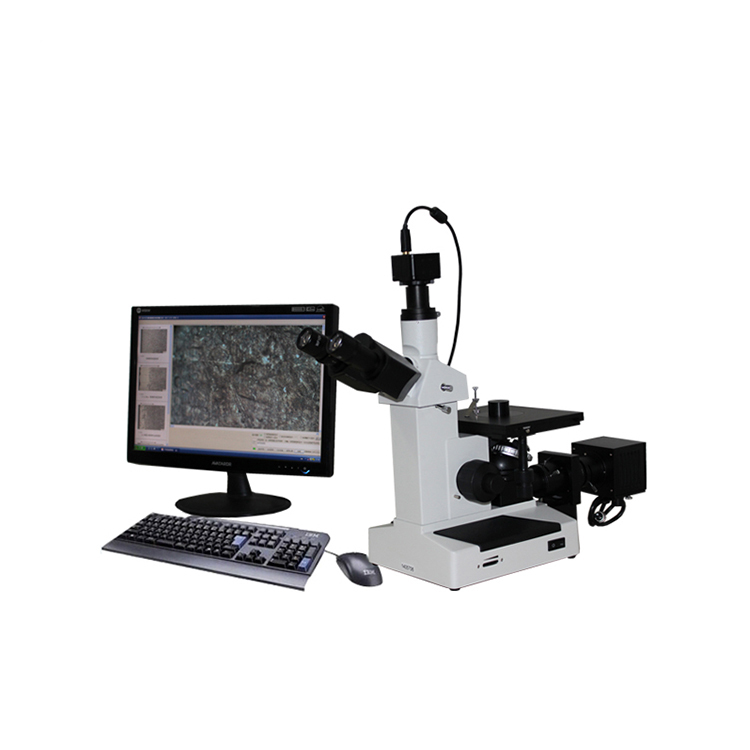 Microscopio metallurgico ottico invertito trinoculare 4XCE con telecamera e CCD